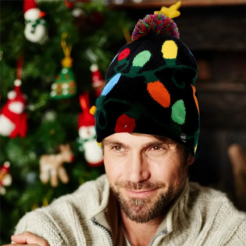 Christmas Cartoon LED Rajutan Topi 