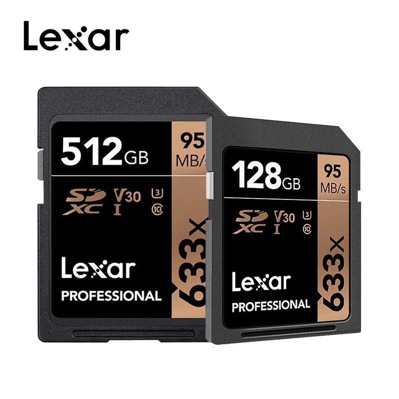 Новое поступление Lexar 95 м/с 633x32 Гб U1 SDHC 64 Гб 128 256 512 U3 SDCard SDXC C10 слот для карт памяти для 1080p видео Камера