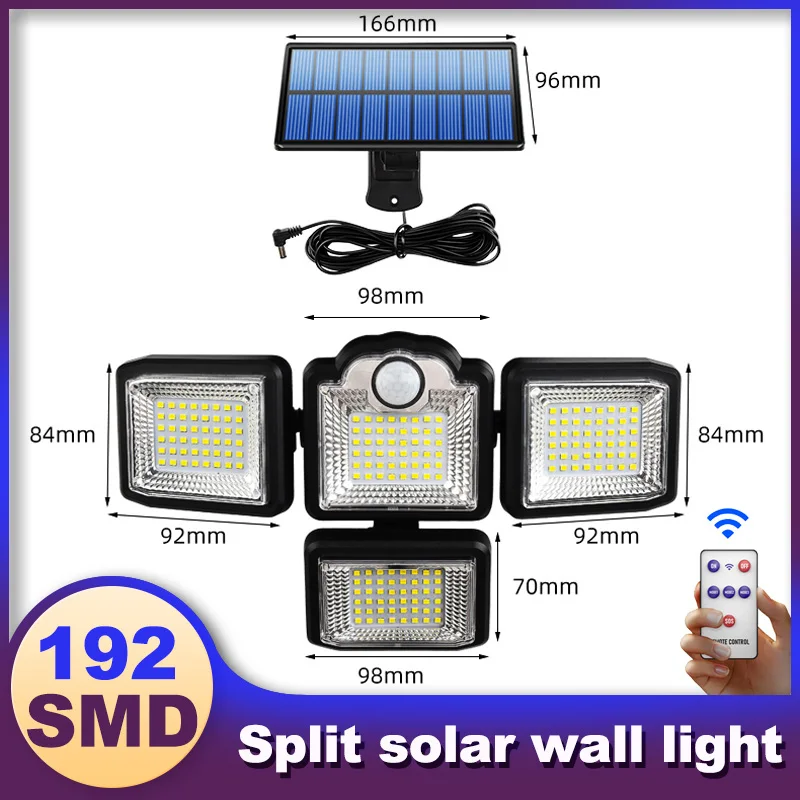 solar garden lights 2000W 198 192 LED Solar Lights Outdoor Motion Sensor 4 Heads 3 Modes Solar Wall Lamp IP67 Waterproof Landscape Security Lighting solar fence lights Solar Lamps