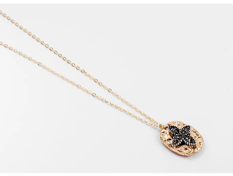 Fever& Free, женское модное ожерелье с золотой цепочкой, неровные черные эмалированные стразы, ожерелье с кулоном, Винтажное колье, подарки для женщин