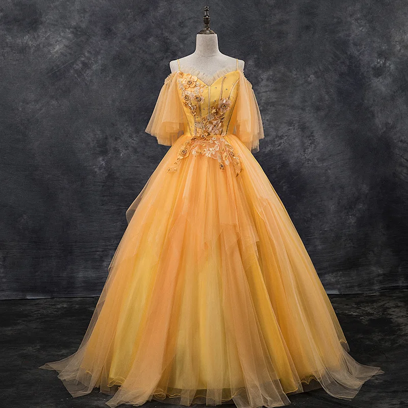 

Elegant Off the Shoulder 3D Flowers Appliqued Ball Gown Quinceanera Dress 2019 Short Sleeve Debutante Dress Vestido de 15 anos
