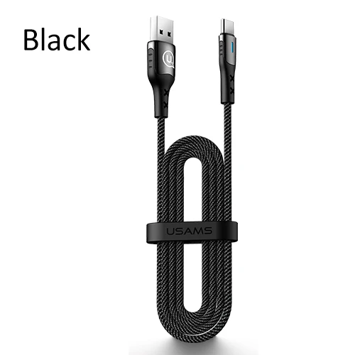 Black USAMS type C usb-кабель 5A кабель быстрой зарядки type-C кабель быстрой зарядки USB C провод шнур для huawei P30 P20 Mate20 Pro OPPO кабель для передачи данных - Цвет: Black