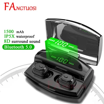 

FANGTUOSI Mini Wireless Earbuds Earphone Stereo Bluetooth 5.0 Sports Headset IPX5 Waterproof Game Earphones with Charger Box