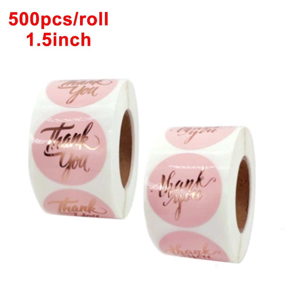

100/300/500 pcs Pink Thank You Stickers 1.5inch Decor Seal Labels Gift Packing Thank You Paper Stickers For Wedding Handmade DIY