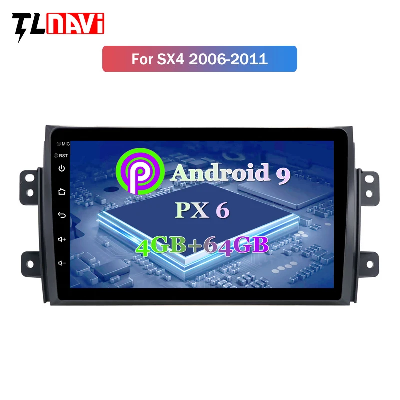 PX6 4G+ 64G Android 9,0 автомобильный dvd-плеер для Suzuki SX4 2006 2007 2008 2009 2010 2011 2012 2013 навигации радио плеер