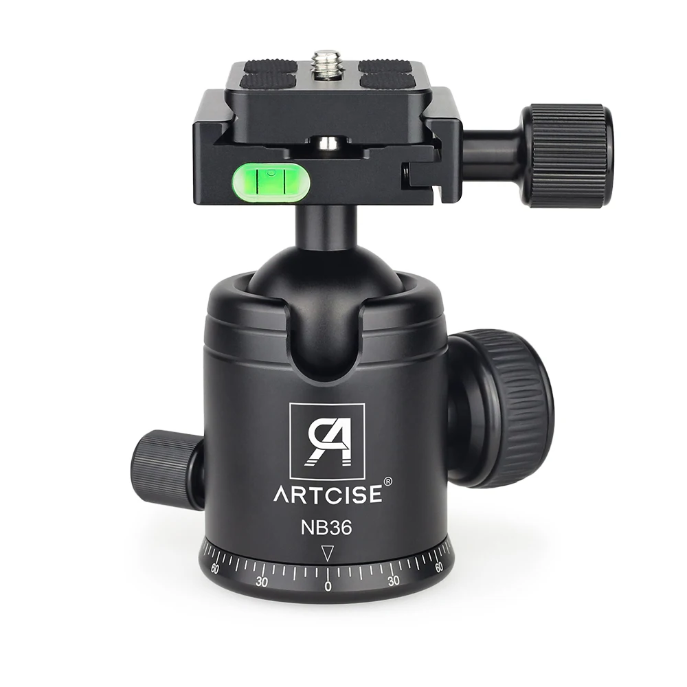 ARTCISE NB36 Tripod Head Panoramic Tripod Ball Head CNC Anodized Ballhead for DSLR Camera Extra Quick Release Plate as a Gift