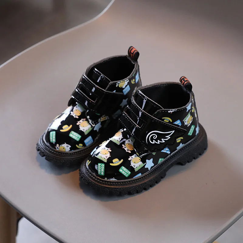 

2021 Autumn Winter Baby Fashion Boots 1-6 Years Baby Boys Girls Leather Boots Toddler Soft Sole Shoes Infant Kids Sneakers 21-30