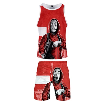

2019 Salvador Dali two piece set tank top and shorts Harajuku men Salvador Dali tank top streetwear basketball Sleeveless sport