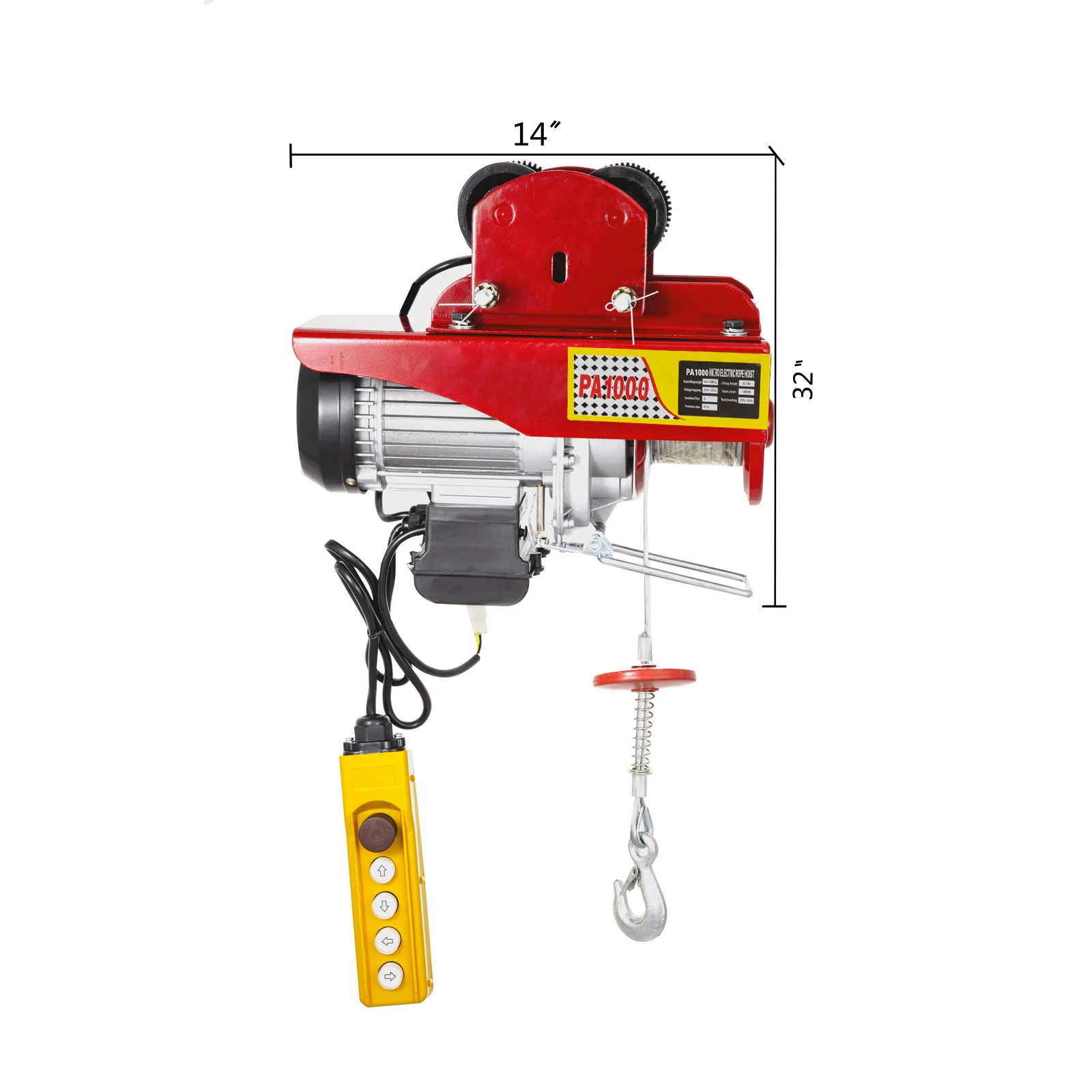 VEVOR 1000Kg Electric Wire Rope Hoist Crane With Trolley Remote Control  Heavy Duty 2200LBS 220V for Lifting and Transporting
