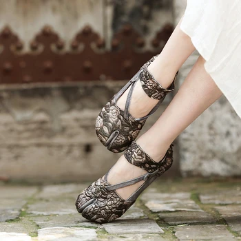 

Tyawkiho Designer Women Flats Embellished Flower Ballet Flats Genuine Leather Ankle Strap Women Slip On Handmade Women Shoe