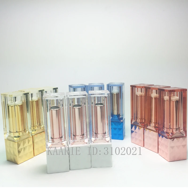 10pcs30pcs50pcs White Suqare Empty Lip Balm Tube, Plastic Blue Lipstick Package,DIY Gold Lip Rouge Bottle,Pink Lip Makakeup Tool