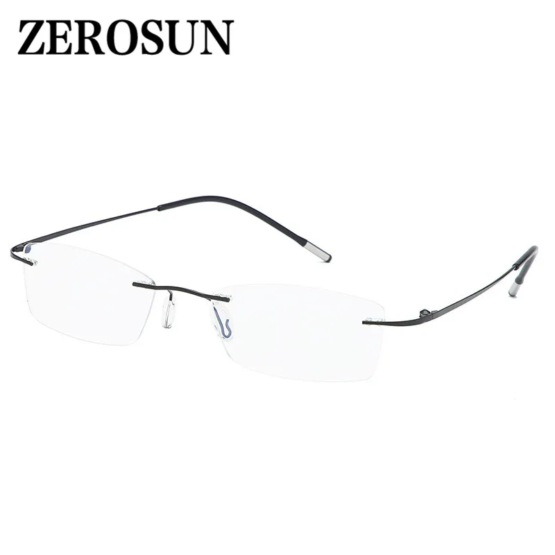 Zerosun, компьютерные очки для мужчин и женщин, без оправы, блок, синий светильник, очки с прозрачными линзами, анти-отражение, ультра-светильник, очки для мужчин