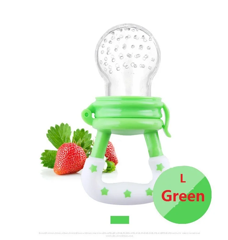 green L Силиконовая детская соска, Детская соска, кормушка для фруктов, еда, Ниблер, пустышка для кормления, соска для младенцев, соска для малышей - Цвет: green L