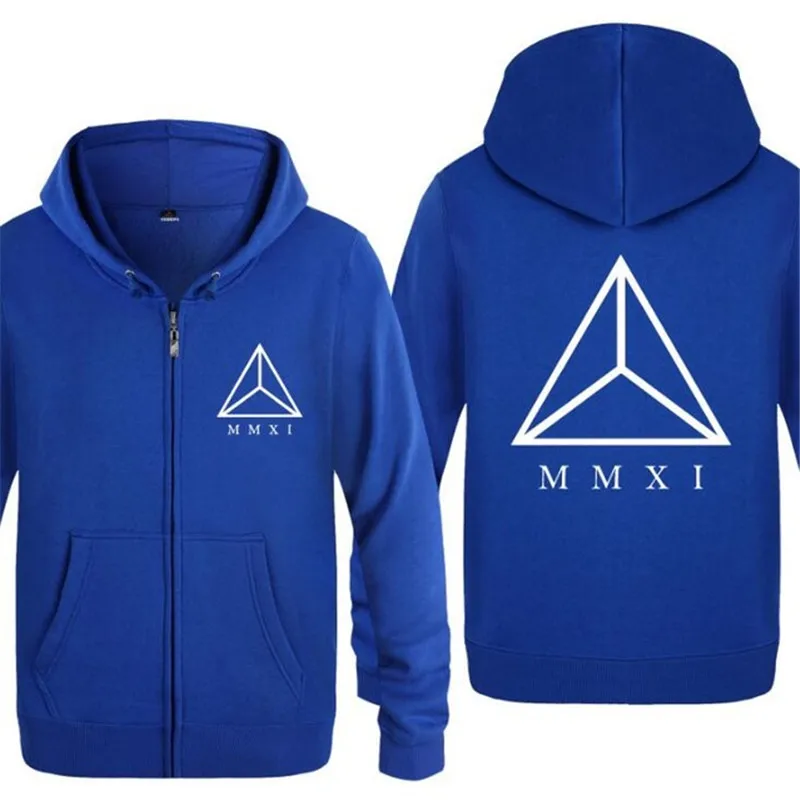 Мужская толстовка с капюшоном с принтом треугольника MMXI SWAG на молнии, мужская флисовая куртка в стиле хип-хоп, Мужская хлопчатобумажная спортивная фуфайка moleton masculino - Цвет: blue hoodie 13