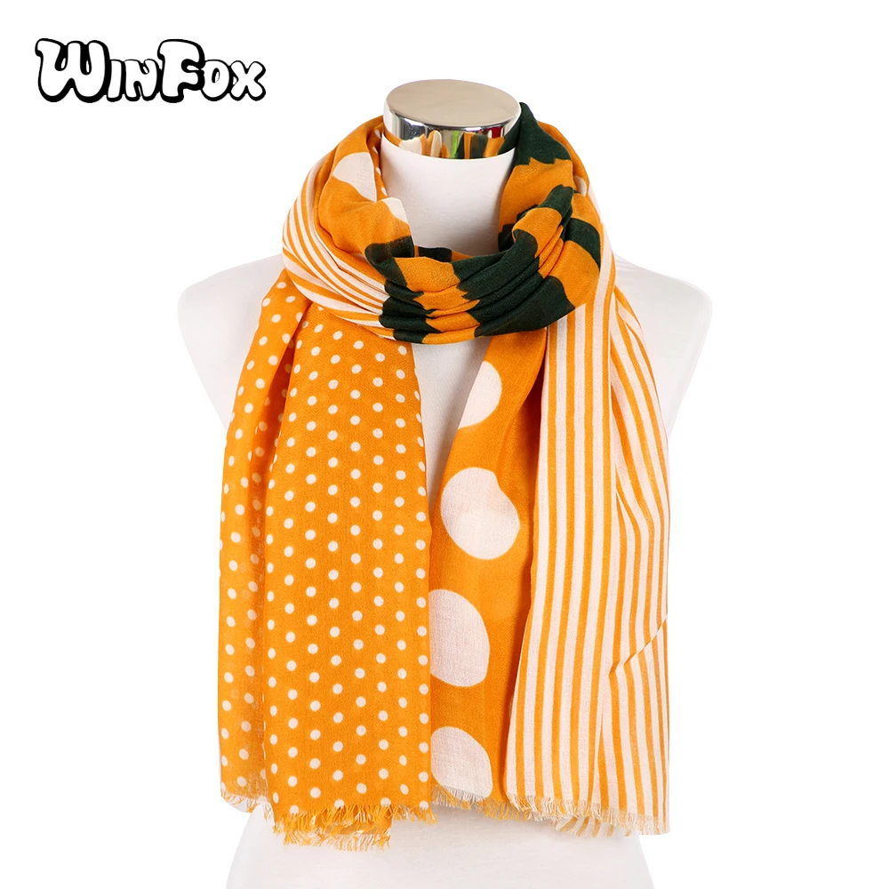 

Fashion Women Scarf Luxury Brand Striped Dots Print Hijab Shawl Scarfs Foulard Head Scarves Wraps