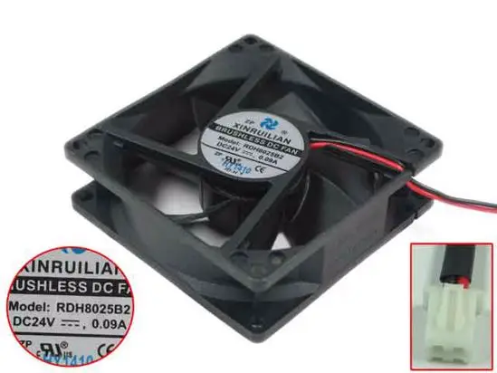 

Xinruilian RDH8025B2 DC 24 В 0,09a 80x80x25 мм 2-проводной Вентилятор охлаждения сервера