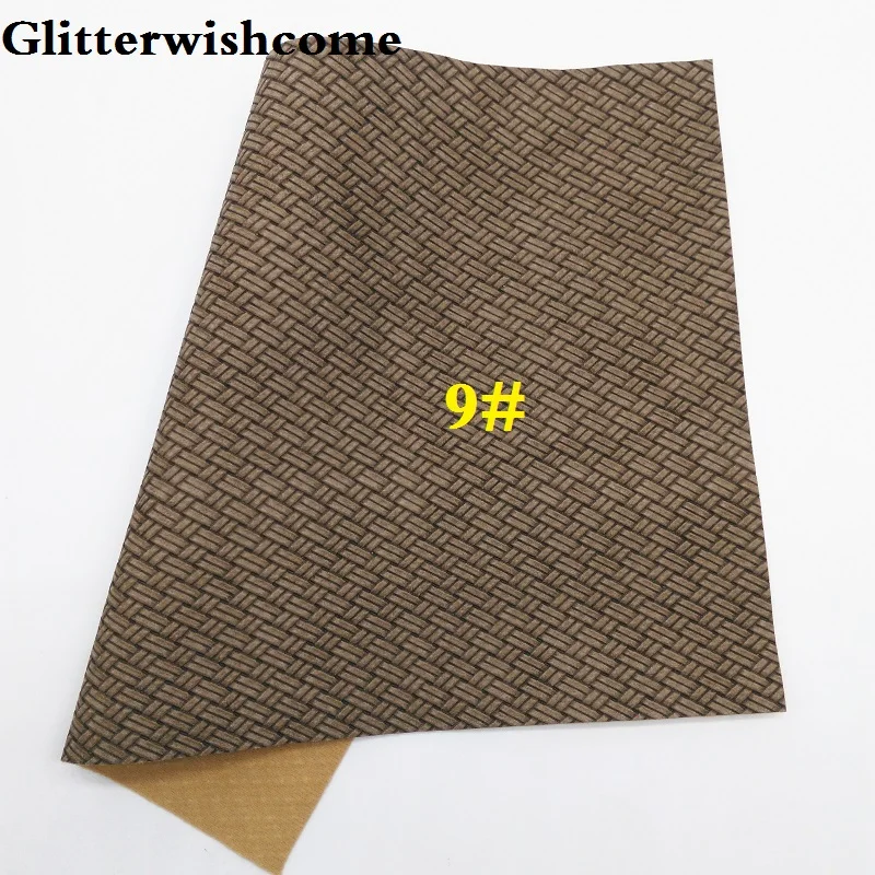 Glitterwishcome 21X29 см A4 размер винил для бантов тиснение ткачество, зерно кожа ткань искусственная кожа листы для бантов, GM158A - Цвет: 9