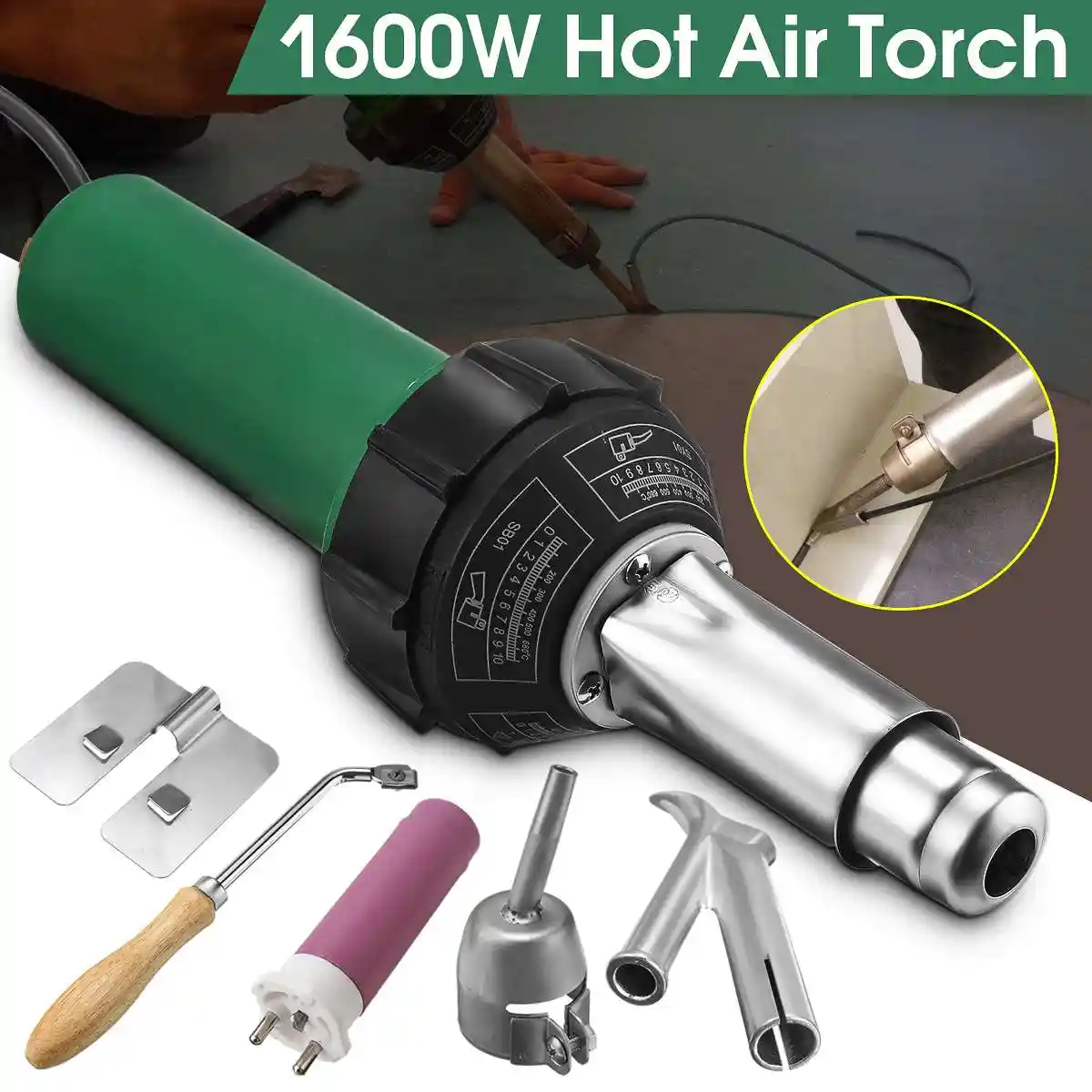 110V 50//60Hz 1500W Hot Air Torch Plastic Welding Gun Welder Pistol 30-700 ℃