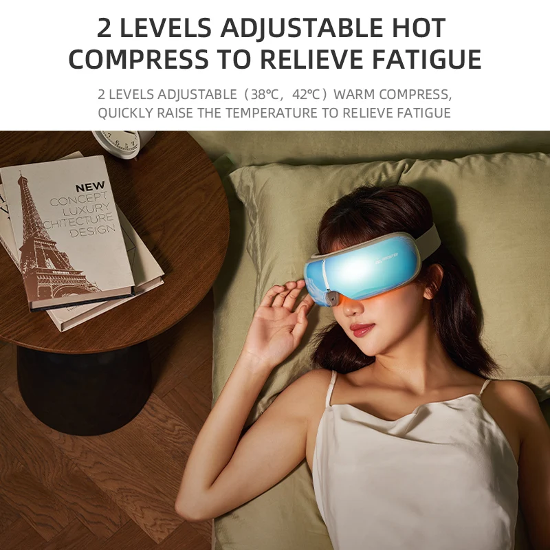 Eye Massager with Heat & Compression, Bluetooth Music Massager for Relax and Reduce Eye Strain Improve Sleep