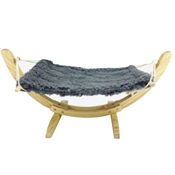

Cozy Wooden Frame Rest Scratch Resistant Indoor Outdoor Sleeping Pet Furniture Swing Bed Comfy On Ground Cat Hammock Detachable