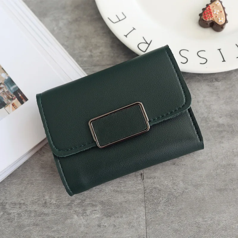 Square-Green Женские кошельки, Маленький модный брендовый кожаный кошелек для женщин, женская сумка для карт, клатч, Женский кошелек, кошелек с зажимом для денег - Цвет: Square-Green