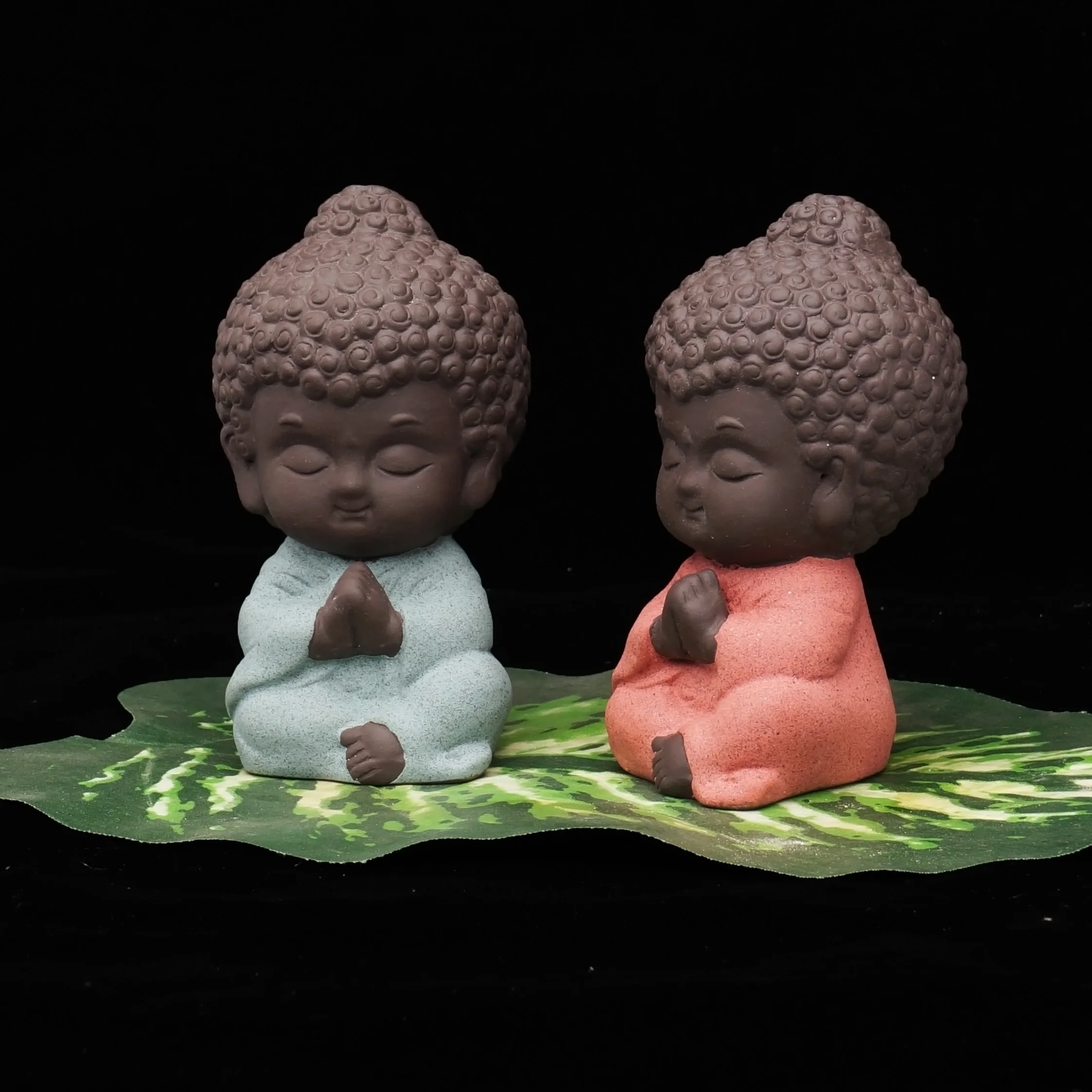 

Buddha statues small monk color sand ceramic home club geomantic decoration Purple Sand Figurines