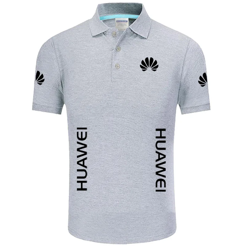 Летние мужские поло с коротким рукавом, мужские Рубашки, Топы, huawei, рубашка поло - Цвет: Серый
