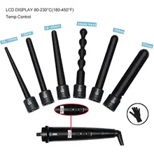 Жидкокристаллический ЖК-дисплей 6 в 1 Сменная трубка для завивки волос многофункциональные инструменты для завивки волос портфолио
