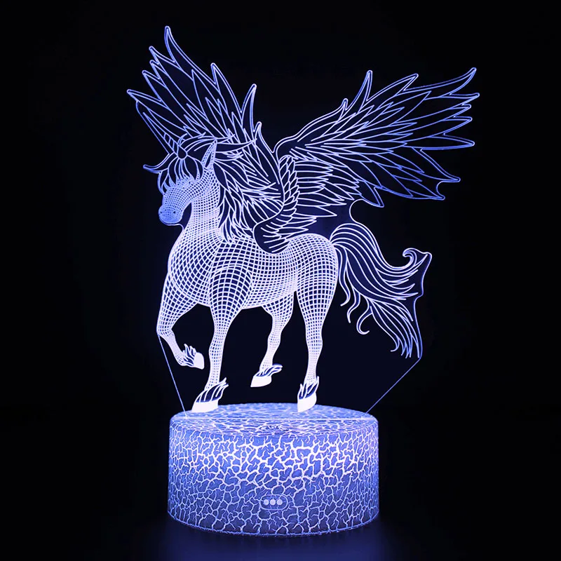 3D illusion Unicorn Table Lamp Touch LED Night Light Home Room Rainbow Horse Lampen Decor Lighting Creative Lamp For Gift MY757 - Испускаемый цвет: MY757