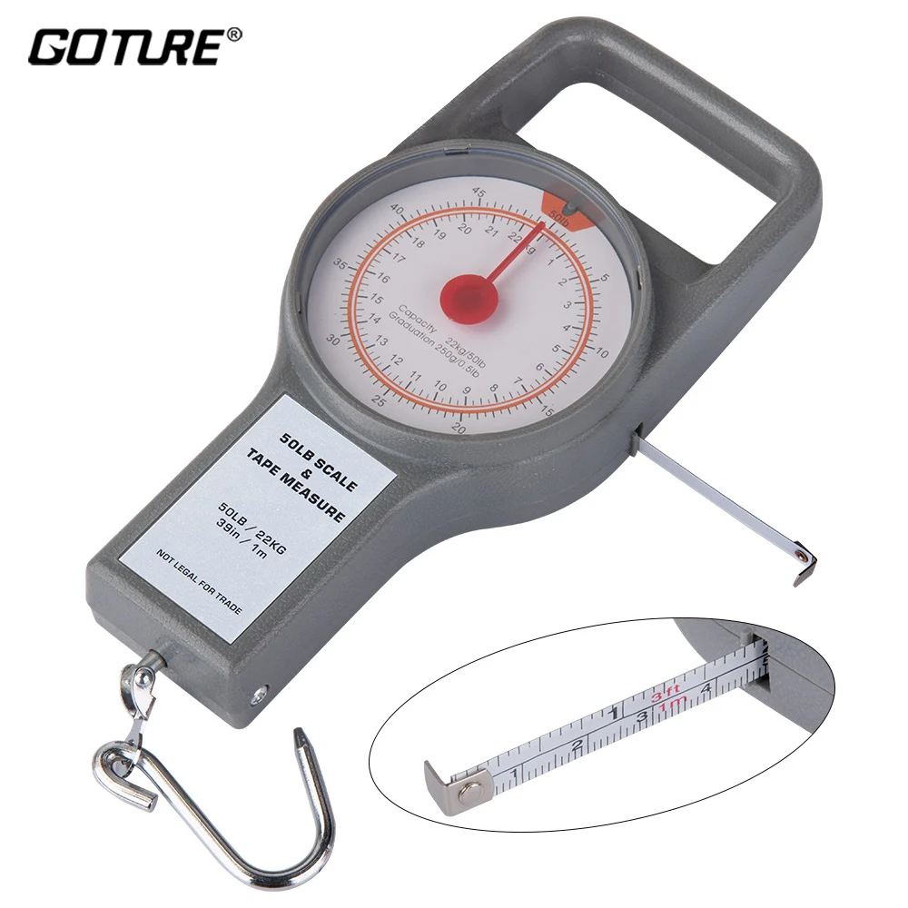 GoturePortableFishingScaleMaxWeight50LB22KGFishHookHangingScaleAllforFishing