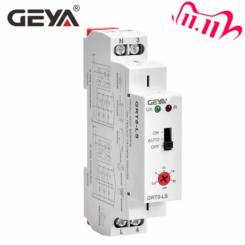 

Free Shipping GEYA GRT8-LS Staircase Switch Lighting timer relay 220VAC 16A used for Corridor Lighting Control