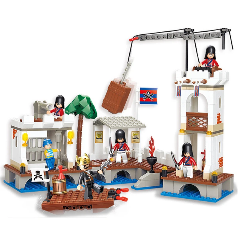 

Sluban Pirates Caribbean Ship Attacked Royal Port Figure Blocks Educational Bricks Legoingly Toys For Children Christmas Gift