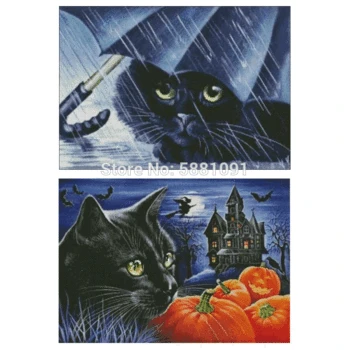 

Black cat patterns Counted Cross Stitch 11CT 14CT DIY wholesale Chinese Cross Stitch Kits Embroidery Needlework Sets home decor