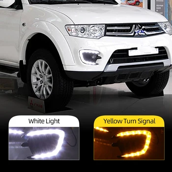 

CSCSNL 2Pcs For Mitsubishi Pajero Sport 2013 2014 2015 Gloss style 12v LED CAR DRL Daytime running lights with fog lamp hole