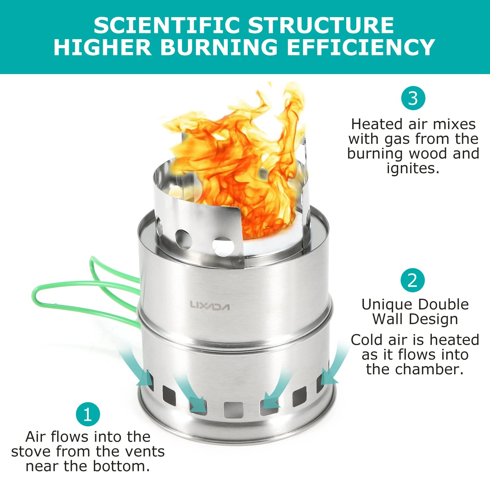 Lixada Folding Camping Stove Stainless Steel Portable Outdoor Camping Wood  Burning Stove with Foldable Handles and Alcohol Tray - AliExpress