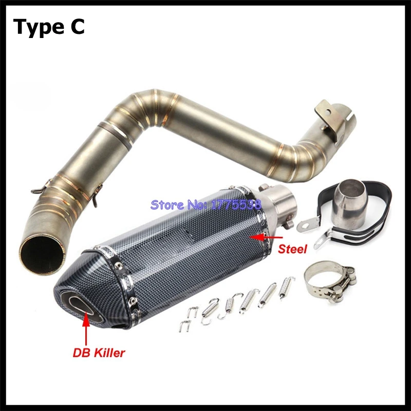 Полный комплект выхлопная труба мотоцикла для KTM Duke 125 Duke 200 2011- Duke 390 2013- углеродное волокно цвет мотоцикл Выхлопная спасательная система - Цвет: C