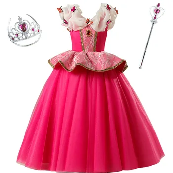 

Girls Aurora Christmas Princess Dress Kids Cosplay Sleeping Beauty Costume Accessory Children Thanksgiving Clothes Wearth