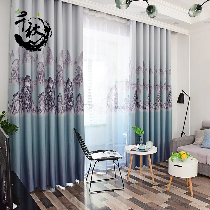 

Modern Landscape Printing Blackout Curtains Engineering Printing Landscape Curtains Bedroom Living Room Curtains