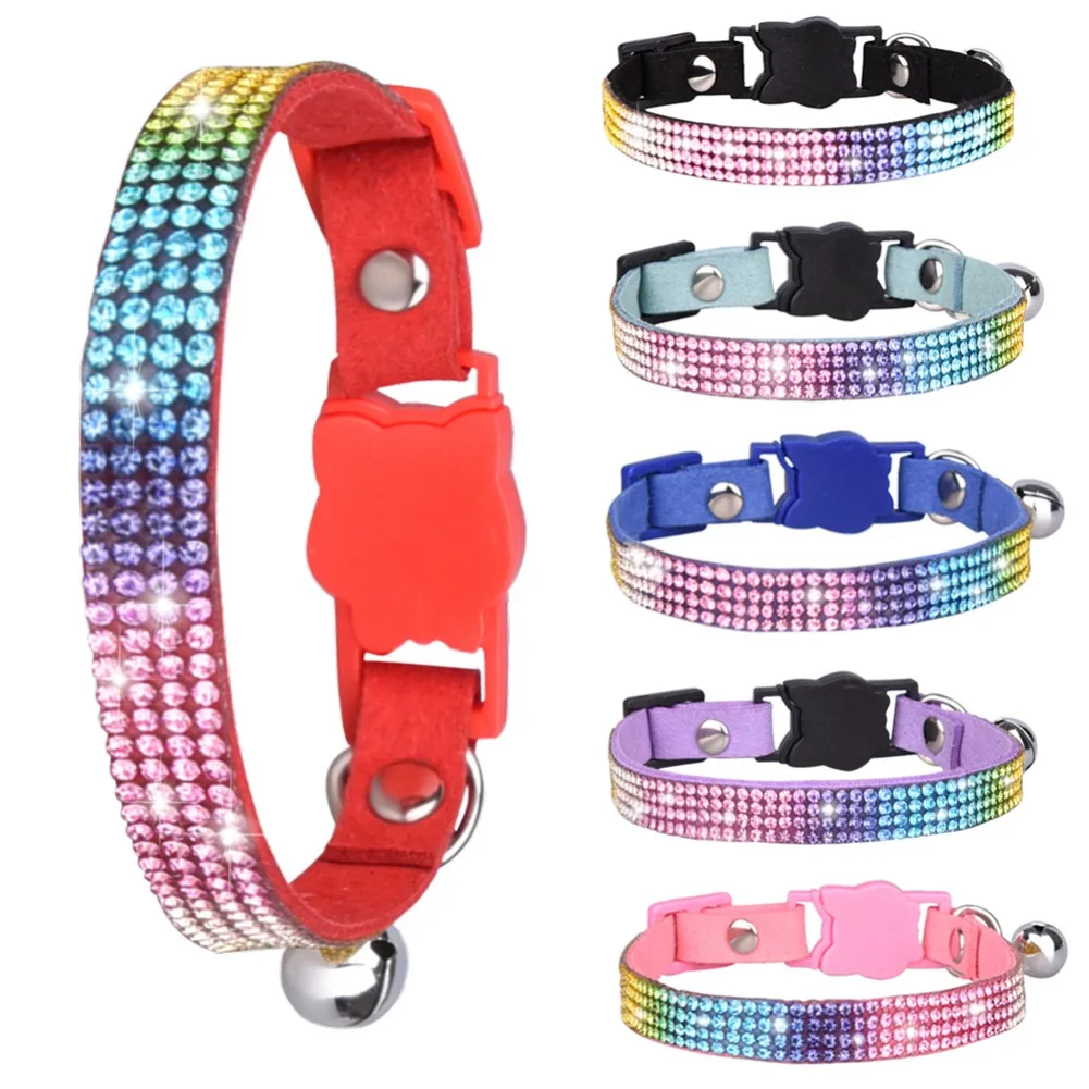 Cat Collar Fashion Color Bling Rhinestone PU Leather Crystal Diamond