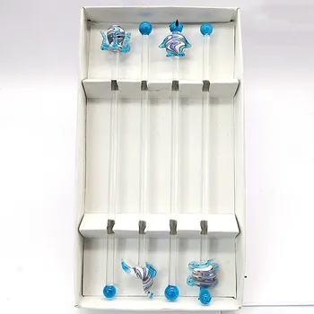 

Handmade glass sea animals head decor cocktail stirring rod swizzle stick bar Accessories glass Mixing Cocktail Stirrers Sticks