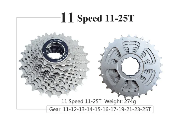 11 Speed 11-25T K VG Спорт 8 9 10 11 скоростной дорожный велосипед свободного хода дорожный велосипед кассета велосипед свободного хода велосипед Звездочка cog велоцидад cdg свободное колесо - Цвет: 11 Speed 11-25T K