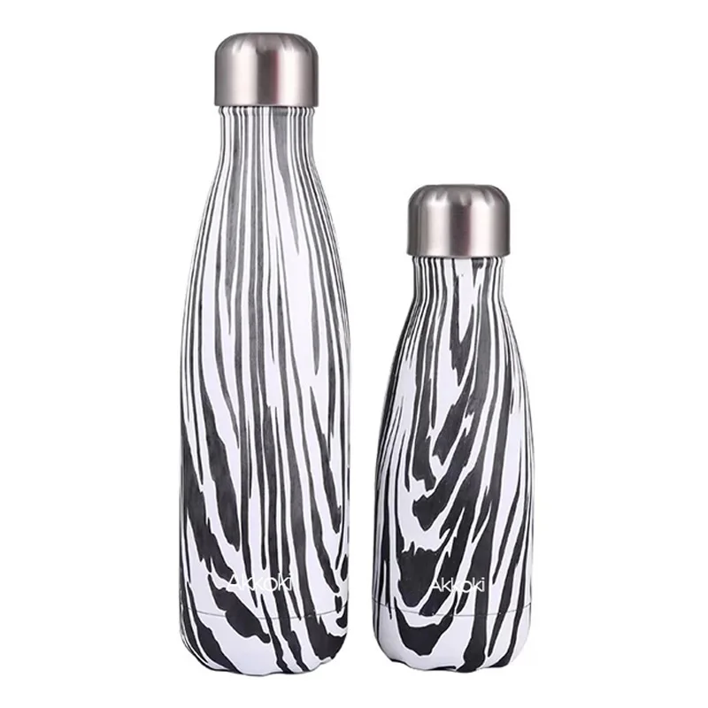 Akkoki Thermos Bottle Of Stainless Steel Vacuum Flasks Thermoses Cup Thermocup Thermal Bottle For Water Thermocouple Thermal - Цвет: Zebra pattern