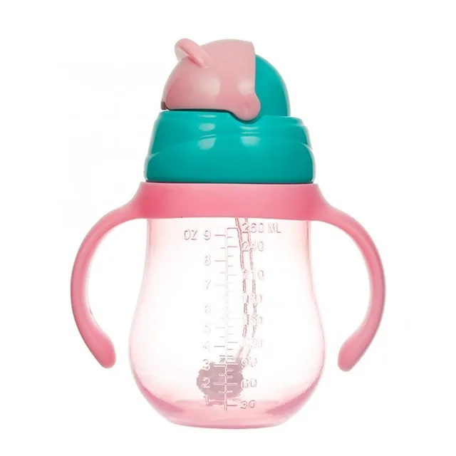 

240 330ml Children Learn Drinking Water Straw Handle Bottle Baby Cup Cute Training Drink School Food Milk Bottles