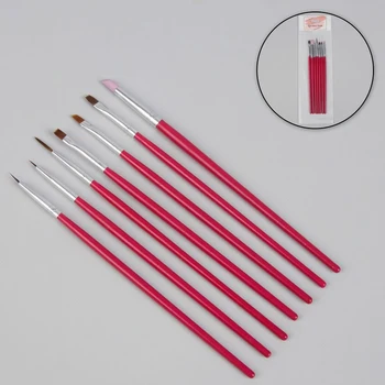 

Set of brushes for extension and design of nails, 7 pcs, 18 cm, color pink