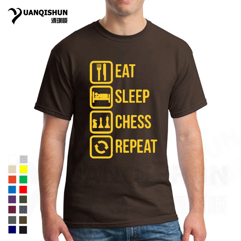 Повседневная футболка с надписью «Eat Sleep Chess Repeat», забавные мужские футболки, Подарочная хлопковая футболка с коротким рукавом, модные хлопковые топы 16 цветов
