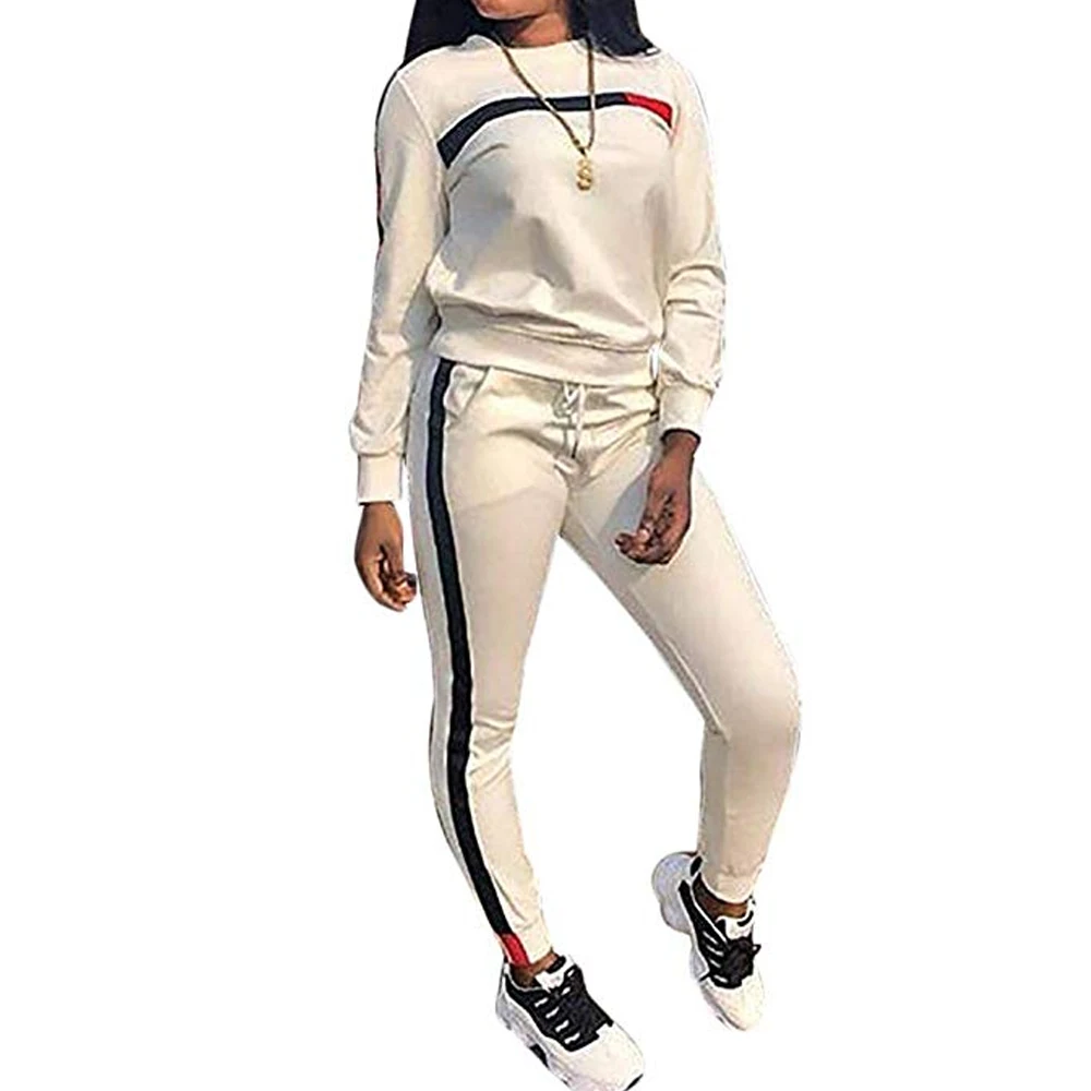 

Women Set 2Pcs Solid Color Long Sleeve Hoodie Sweatshirt Tops Long Pants Ladies Casual Sports Sweat Loose Sports Clothing Suit
