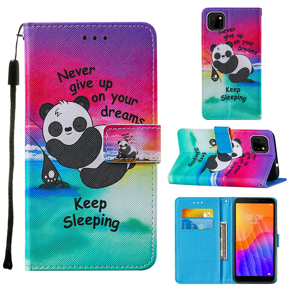 Flower Pattern Case For Huawei Y5P Y6P P Smart 2020 Honor 9S Panda Cat butterfly Painted Book Flip Leather Phone Cover waterproof case for huawei