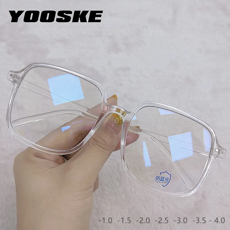

YOOSKE Finished Myopia Glasses Women Men Rectangle Eyeglasses Frames for Sight Eyewear Frame -1.0 -2.0 -2.5 -3.0 -3.5 -4.0