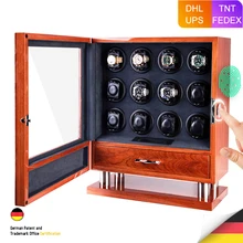 Fingerprint Unlock Automatic Watch Winder Solid Rosewood Quiet Smart Remote Control Touch Screen with Drawer 12 Wood Watch Box