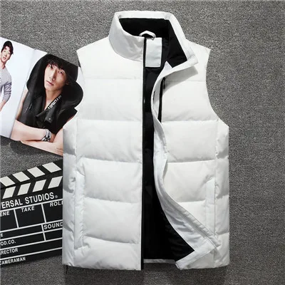 Белый New casual white duck down vest brand mens winter sleeveless jacket and coats men's sleeveless Warm down vest homme - Цвет: Белый